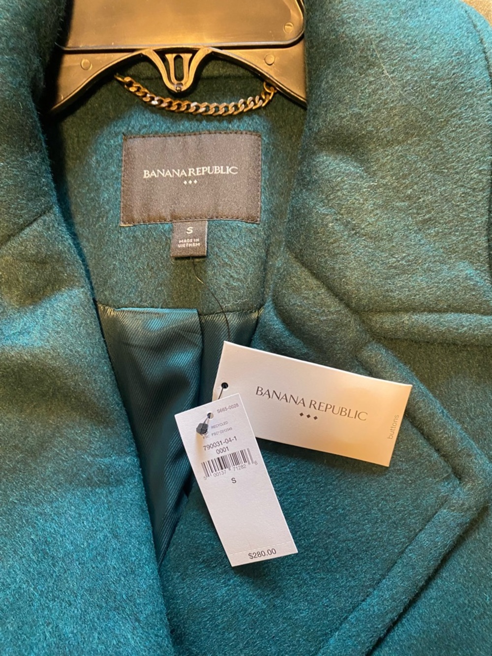 Banana Republic Teal/Emerald Wool blend Coat - Picture 4 of 7